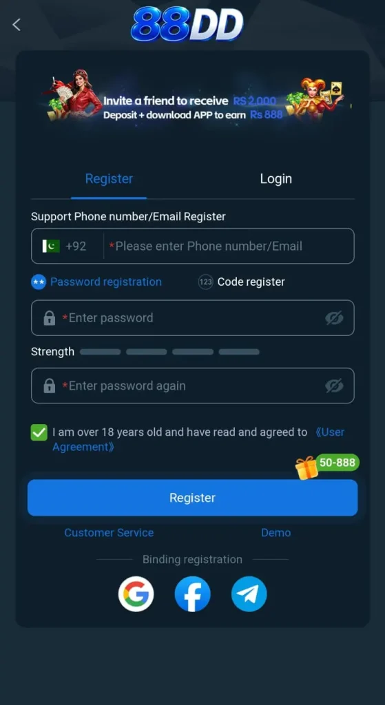 88DD game register or login now