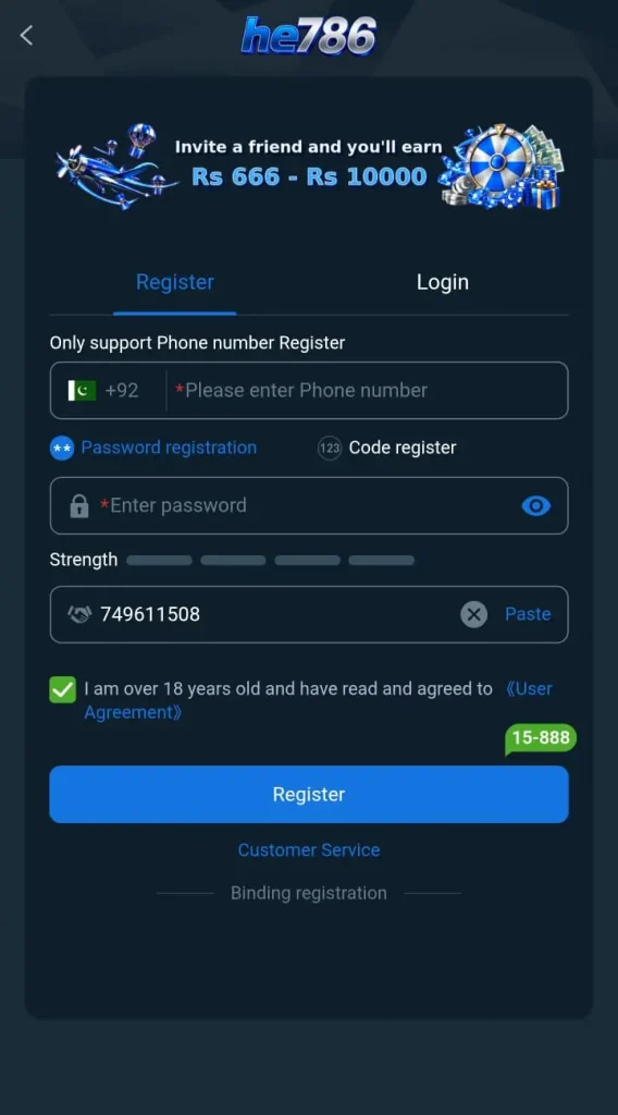 HE786 game register now and win