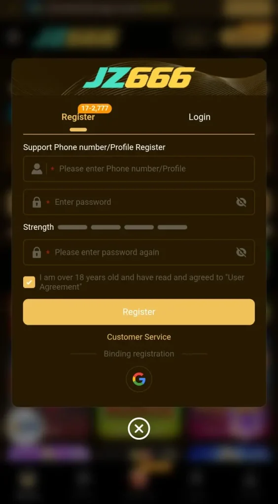 JZ666 game register or login now