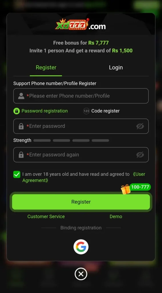 XD777 game register now