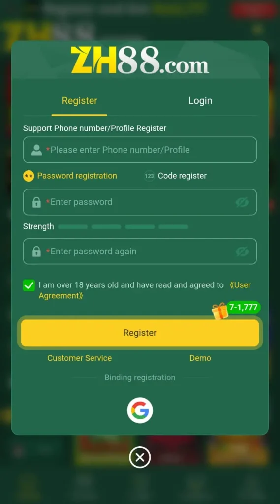 ZH88 game Register And Login Now